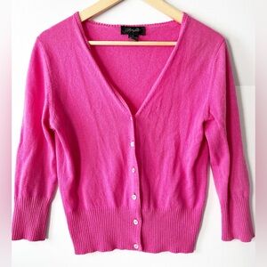 Christopher Fischer Bright Pink Cardigan 100% Cashmere Women's Large Runs Small